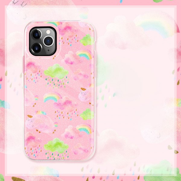 Wholesale Dual Layer High Impact Protective Hybrid Hard Design Case for iPhone 12 / 12 Pro 6.1 (Pink Rainbow)